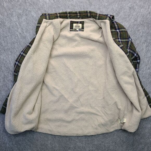 Levis  Sherpa Lined Flannel Shirt Men's L Shacket‎ Jacket Green Plaid Workwear - Picture 4 of 10